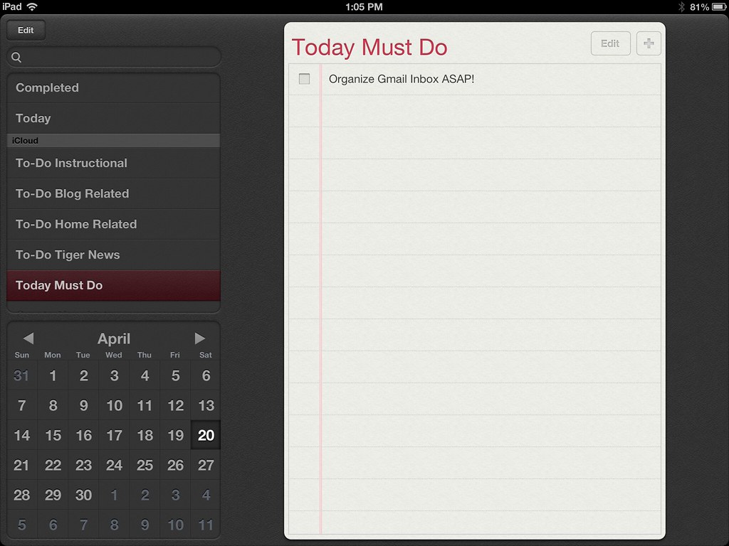 Todo List Screenshot of Todo list from my iPad Kiesha