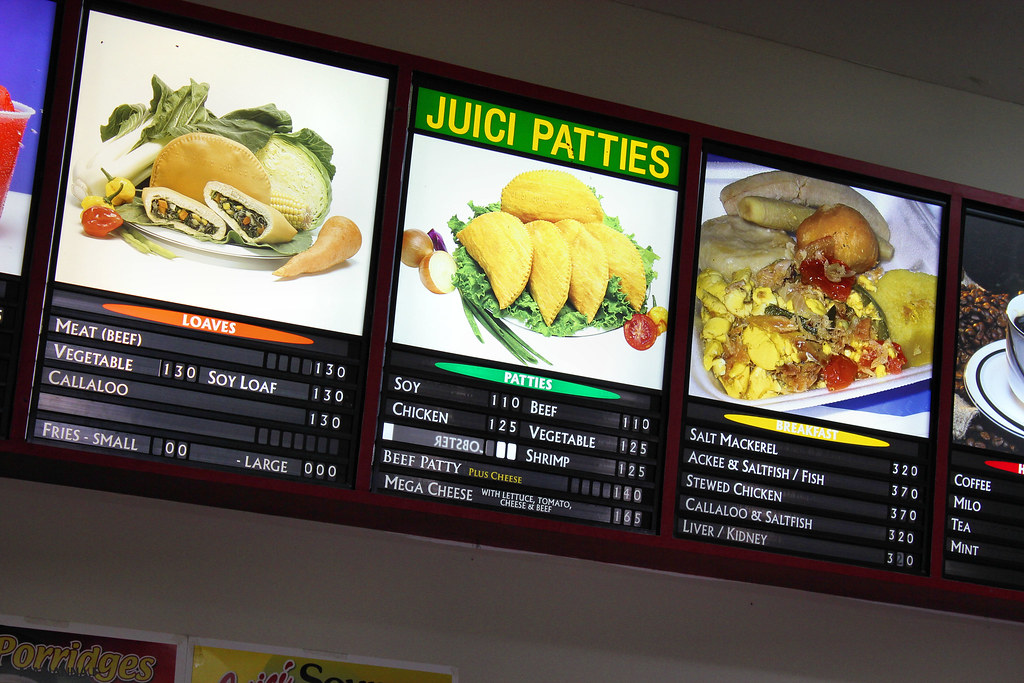 Menu at Juici Patties Popular food chain in Jamaica, Juici… Flickr