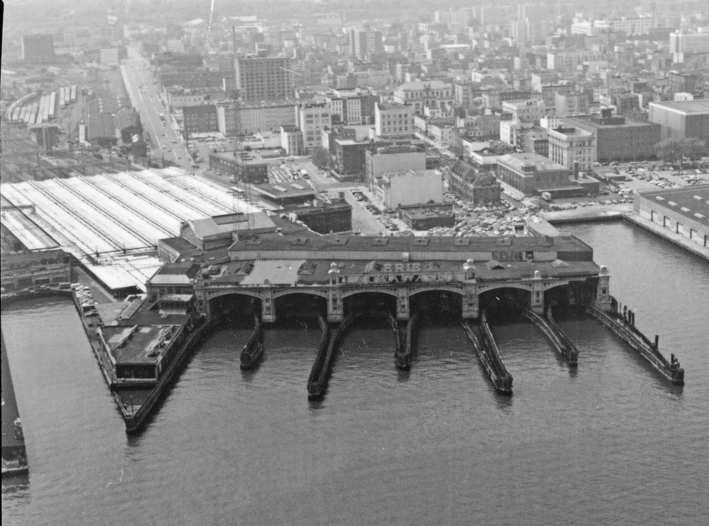 aerial view of EL Hoboken Ferry and Rail Terminal 1963 Flickr