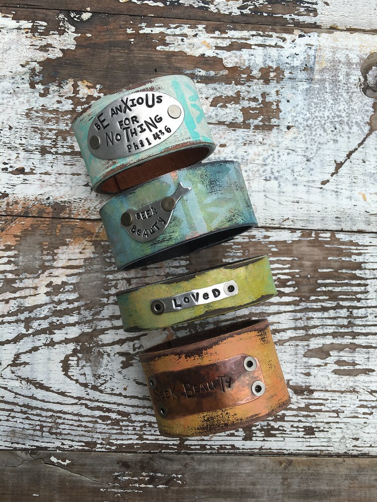 Stamped Leather Cuff All of the cuffs I create are made fr… Flickr