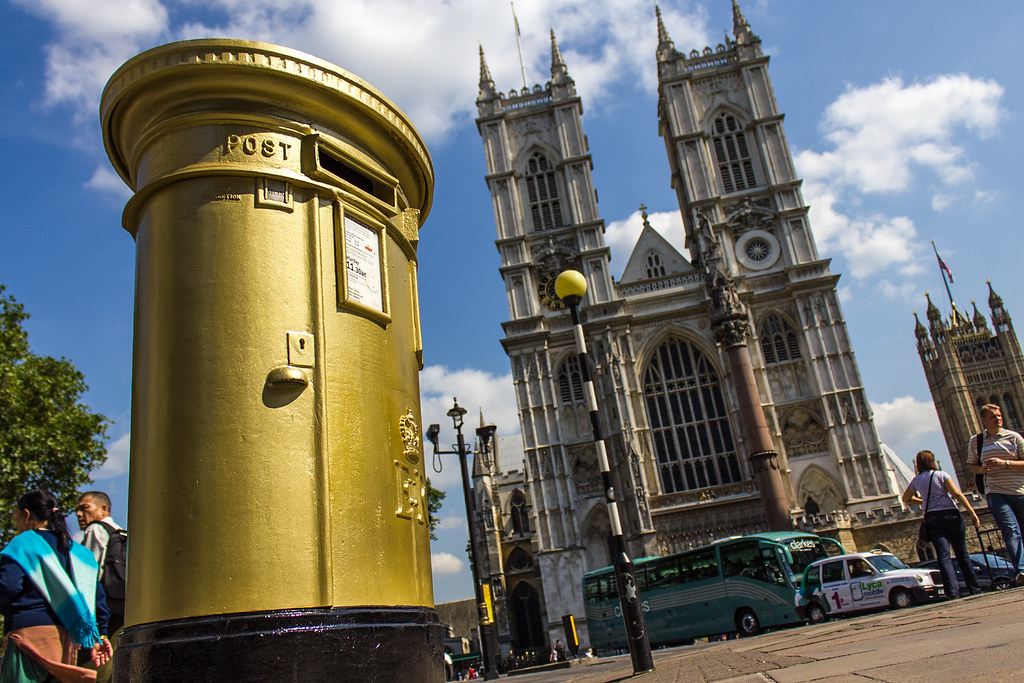 Olympic Gold mailbox In front of Westminster Abbey. Findin… Flickr