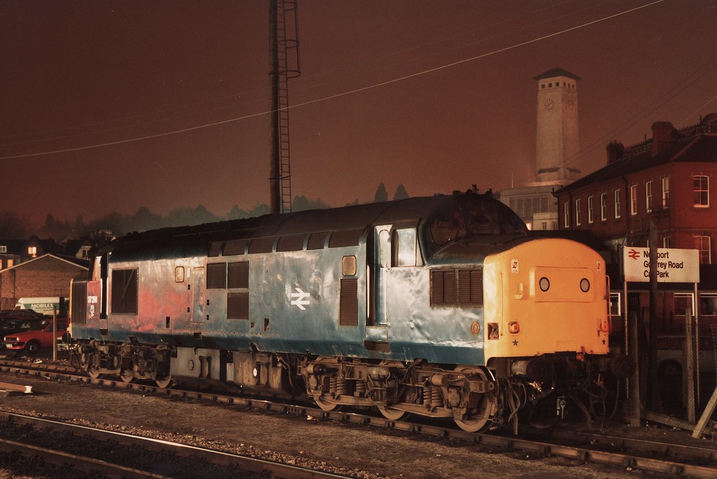 37298 at Godfrey Road Sidings, Newport 22.02.1985 Carl Brunnock Flickr