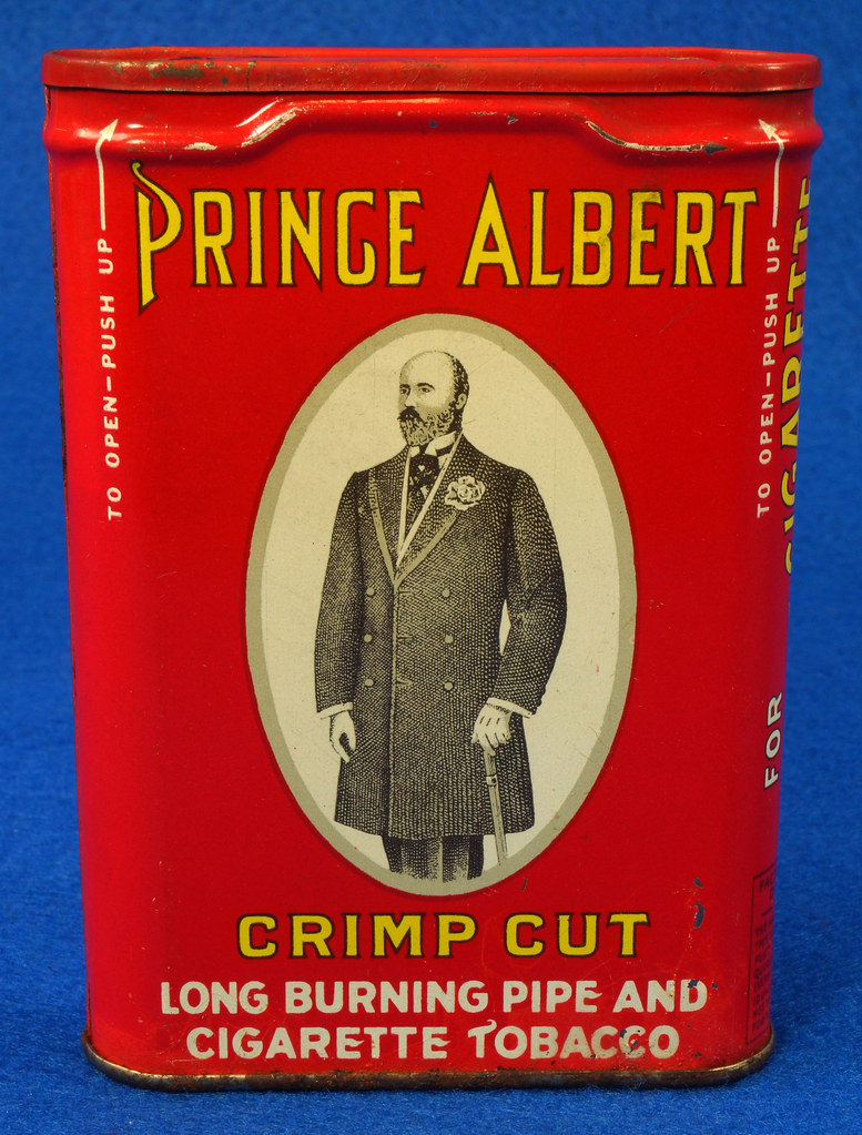 SOLD Prince Albert Crimp Cut Tobacco Tin Can No Zip Code No Weight All Text on Back Bag The Web