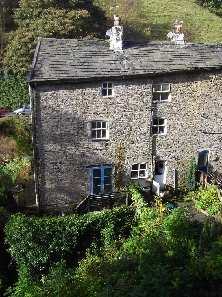 Cottages, Road, Helmshore wear weir wedge row Robert Wade