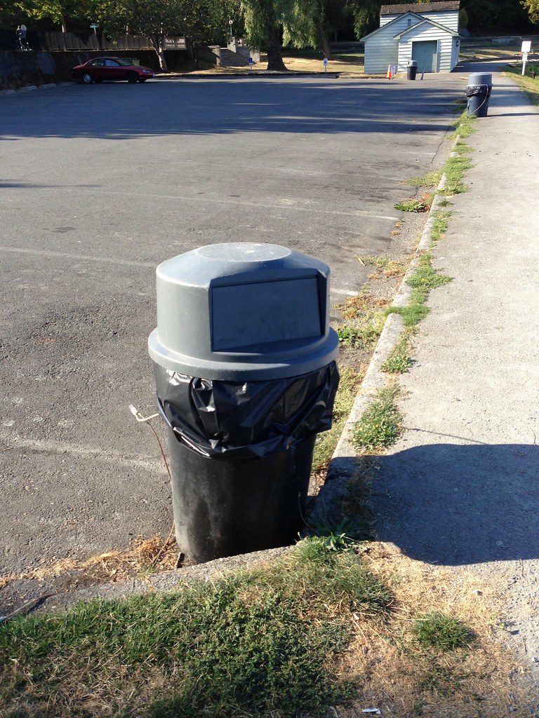 Mt Baker Beach trashcan and parking lot Jeff Meyer Flickr