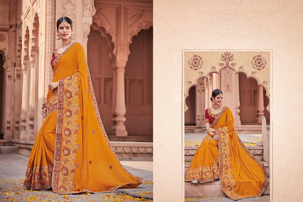 PRICE RS.1425/ GEETANSHI DESIGNER EMBROIDERY WORK SAREE COLLECTION