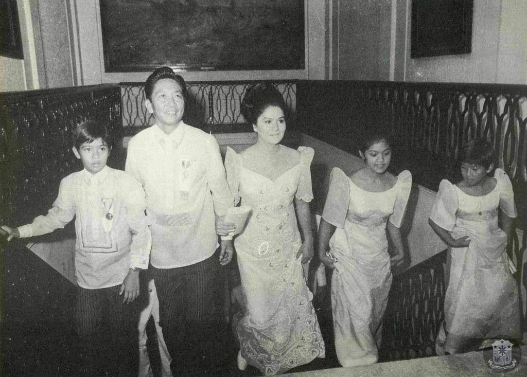 President Ferdinand E. Marcos and the First Family ascending the main