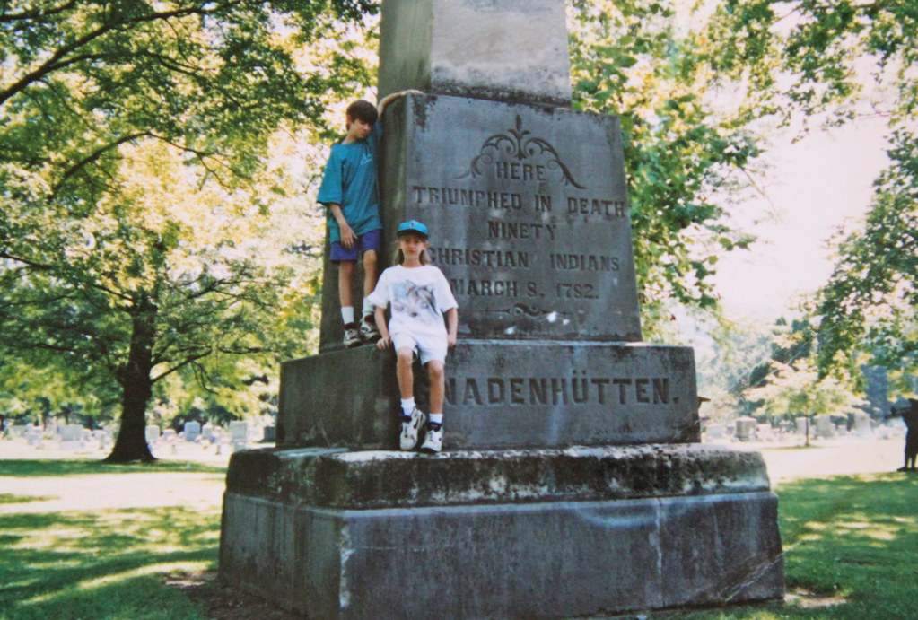 Steve and Casey at Gnadenhutten Massacre monument, 1993 Flickr