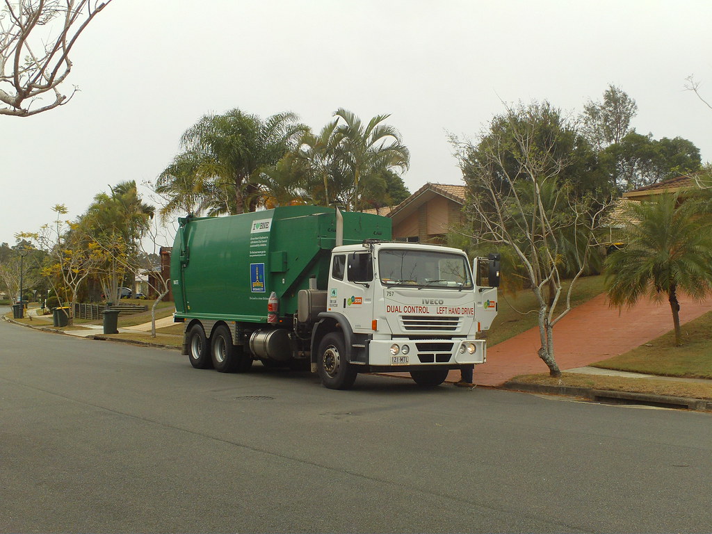 Brisbane waste , recycling and green waste trucks and other council