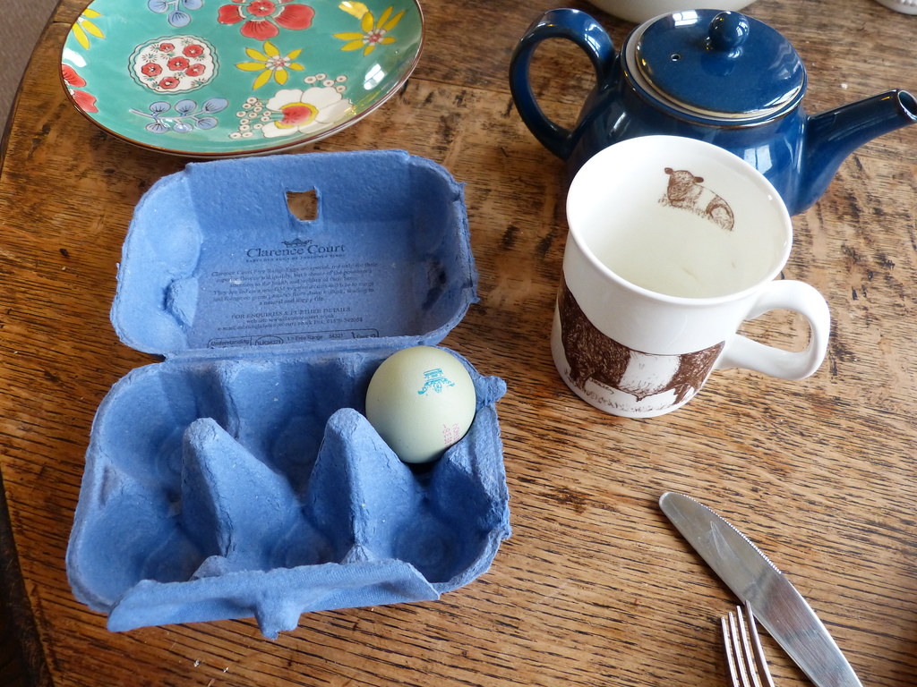 Blue eggs for breakfast from the Cotswold Legbar hen Flickr