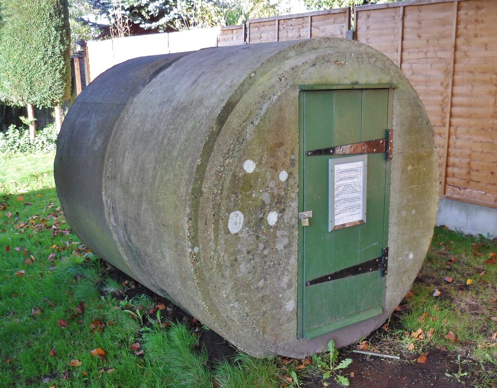 Air raid shelter made from sections of concrete sewer pipe… Flickr