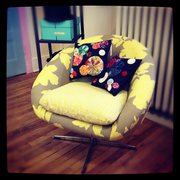 We love this reupholstered yellow floral chair from Studio… Flickr