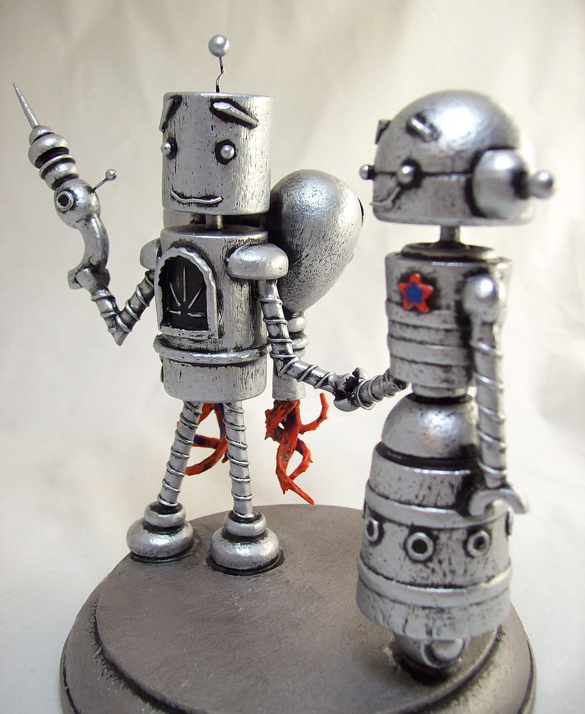 Robot Wedding Cake Topper Retro Silver with Rocket Pack 7 Flickr