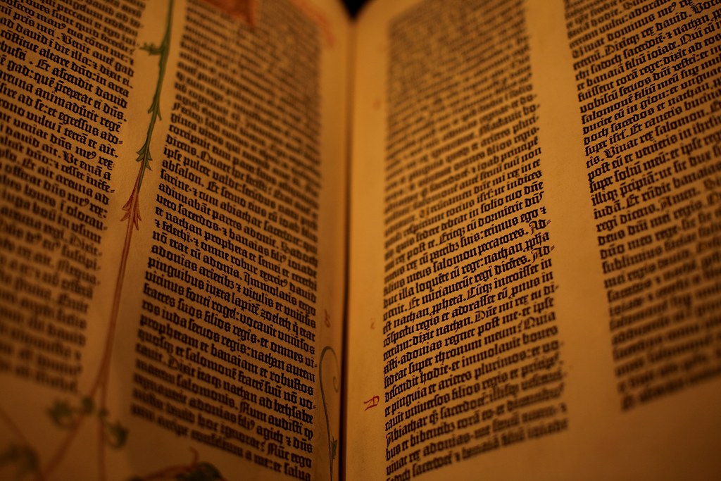 Guthenberg bible, 1455. The first book made using movable … Flickr