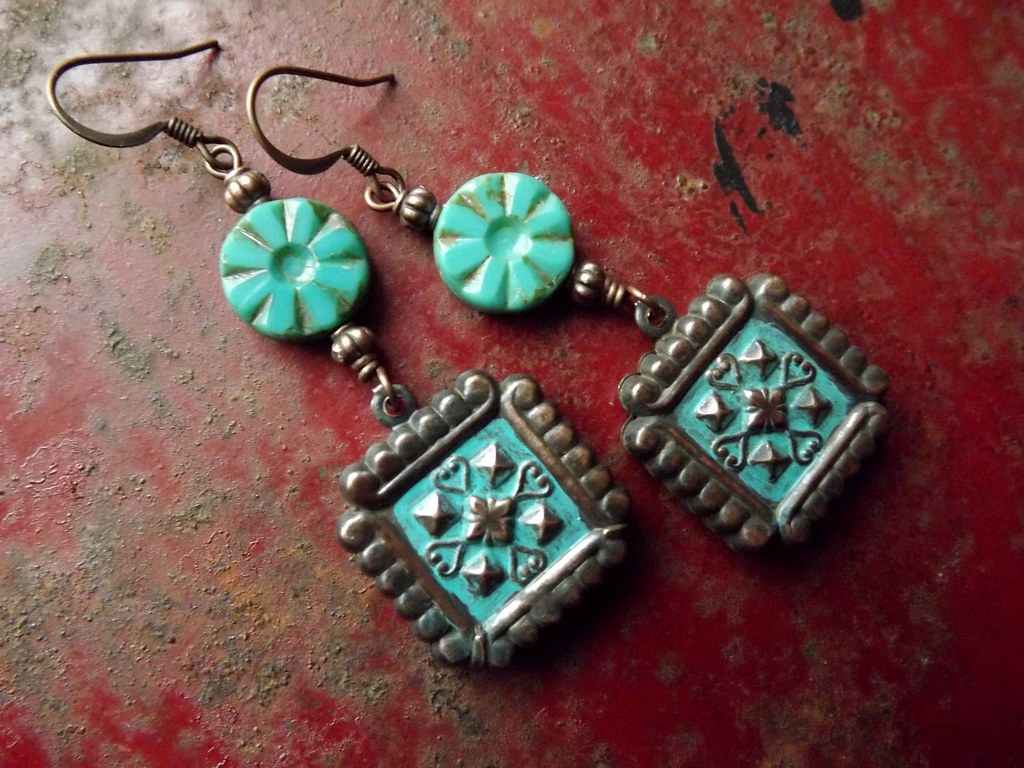 Square drop earrings Made with square rusty black drops fr… Flickr