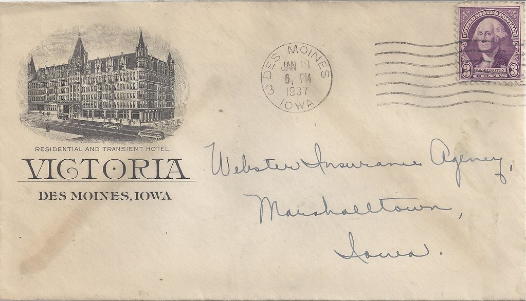 Des Moines, Iowa, Victoria Hotel, Stationery, Cachet Flickr