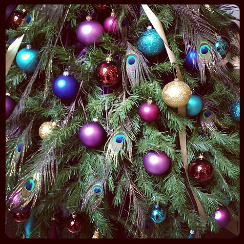 Peacock feather Christmas decorations via Instagram instag… Flickr