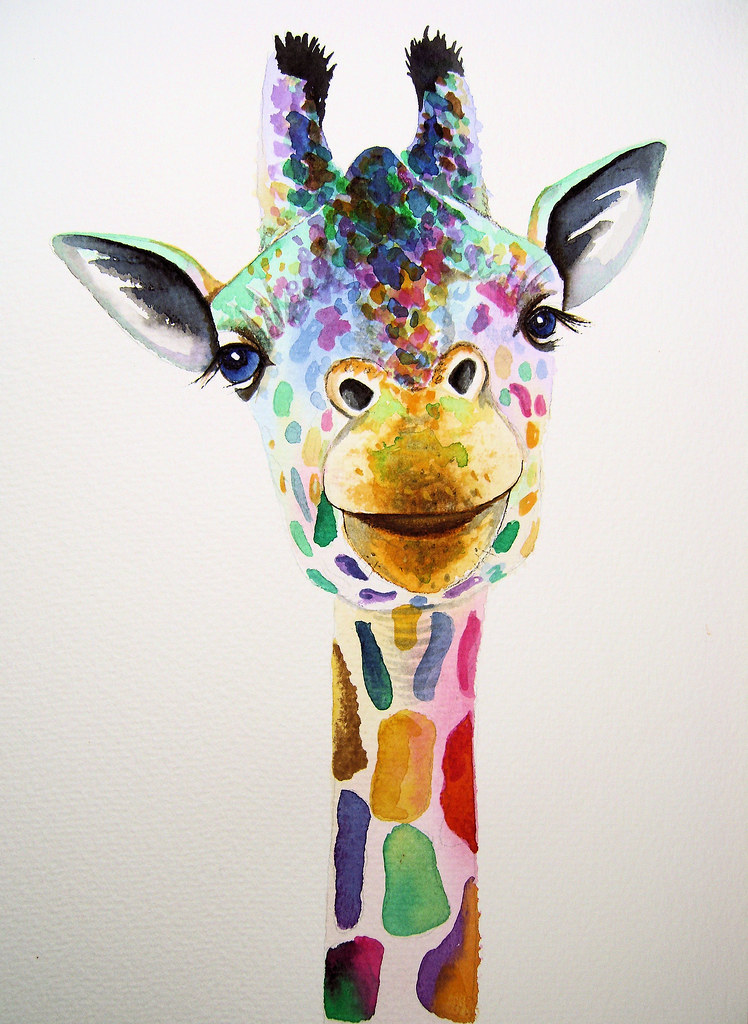 Giraffe 4 Colourful giraffe. Watercolour painting by artis… Flickr