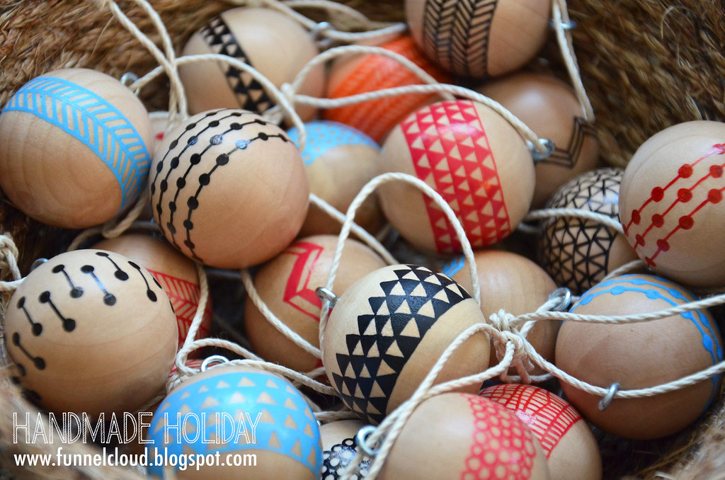 handmade holiday painted wood ball ornaments Rachel Flickr