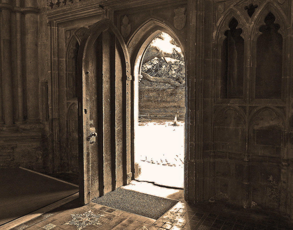 St Alban door_sepia Flimin Flickr