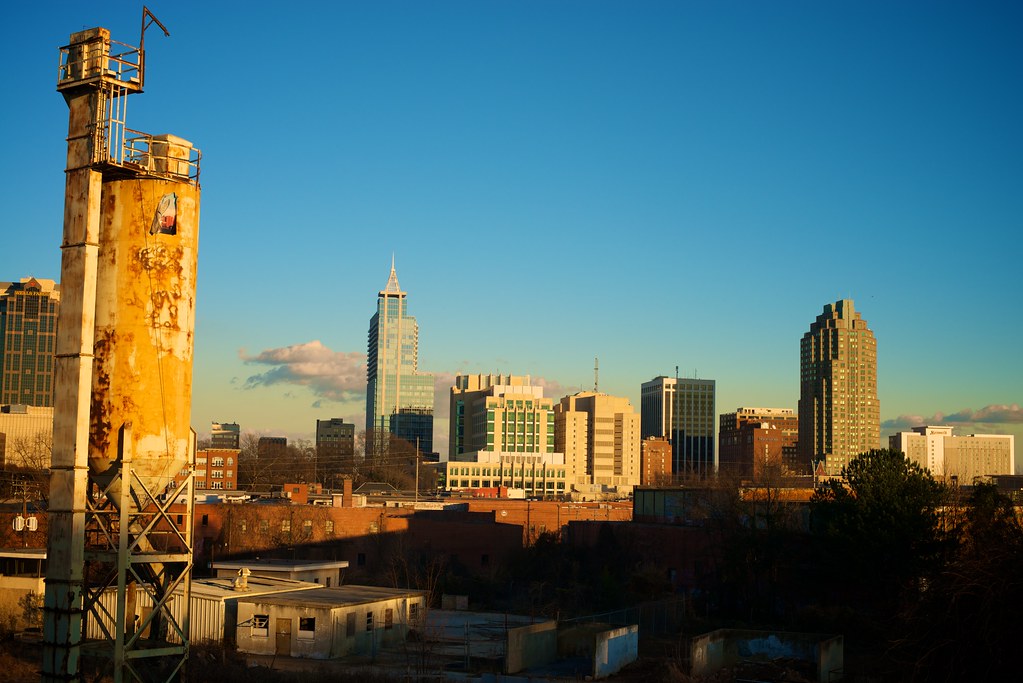 Raleigh Skyline at sunset as seen from Boylan Street Bridg… Flickr