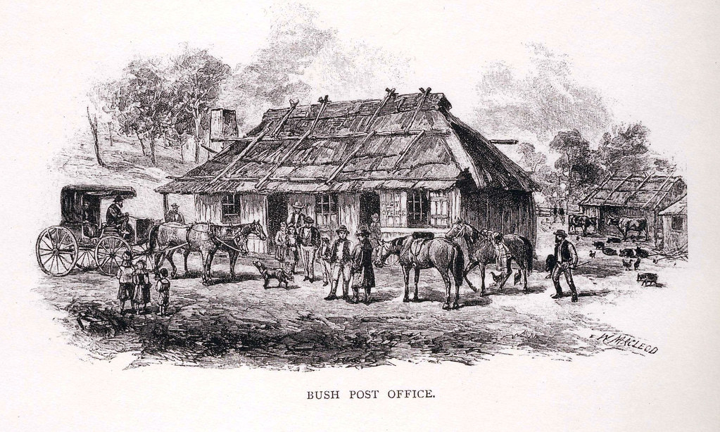 Bush Post Office sketch from 'Australia Post the early years' a