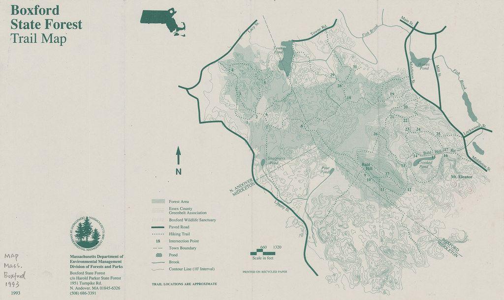 Boxford state forest trail map, 1993. a photo on Flickriver