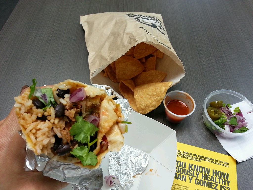 Free Pork Chipotle burrito and corn chips Guzman y Gomez… Flickr