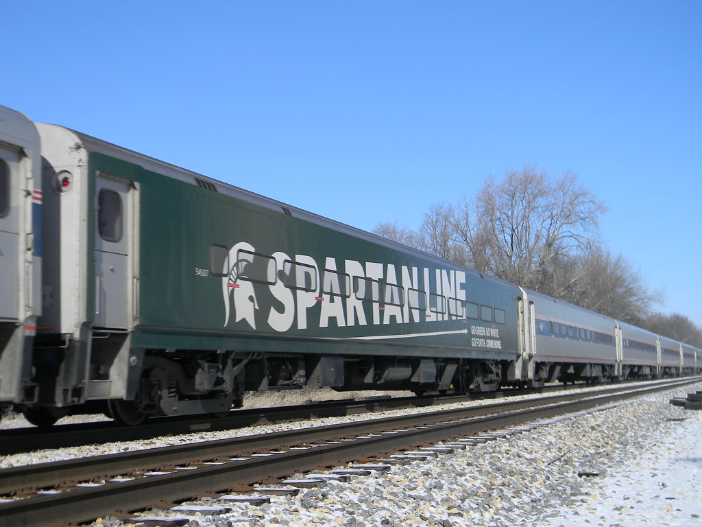 A Michigan Spartans car on Amtrak 391 Jackson Vandeventer Flickr