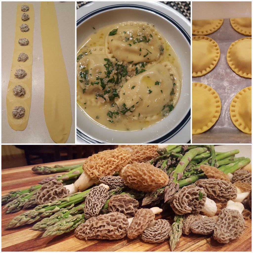 Made from scratch Morel Ravioli and asparagus. baumer8 Flickr