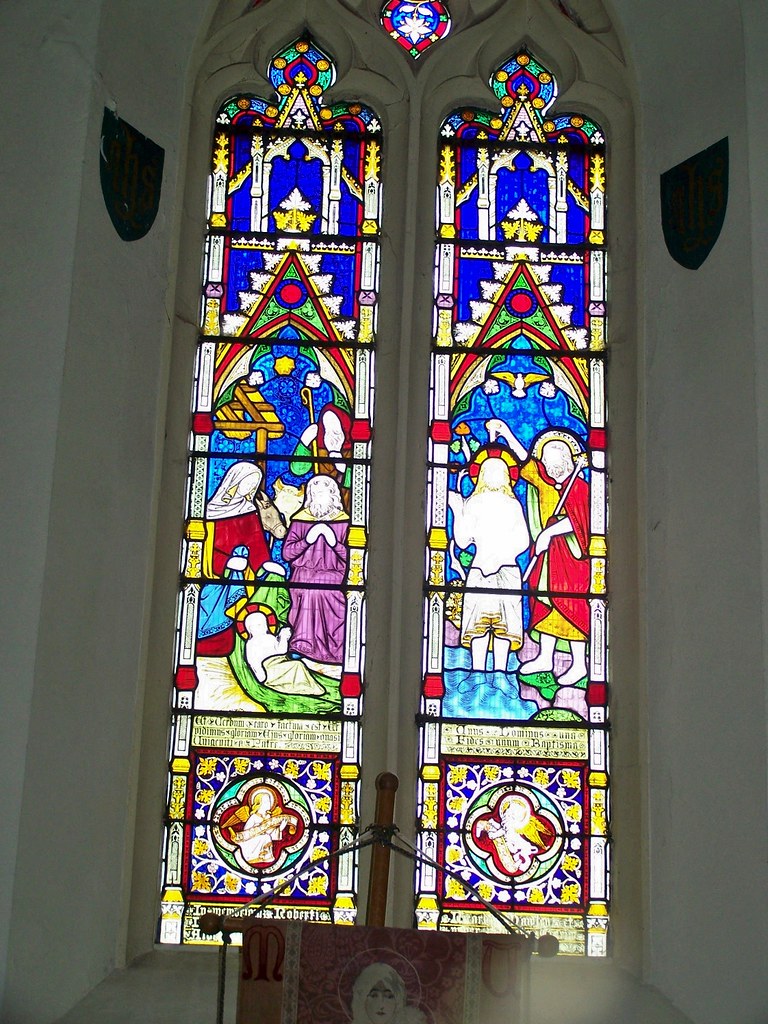 Lincolnshire, Welton by Lincoln Nativity & Baptism window … Flickr