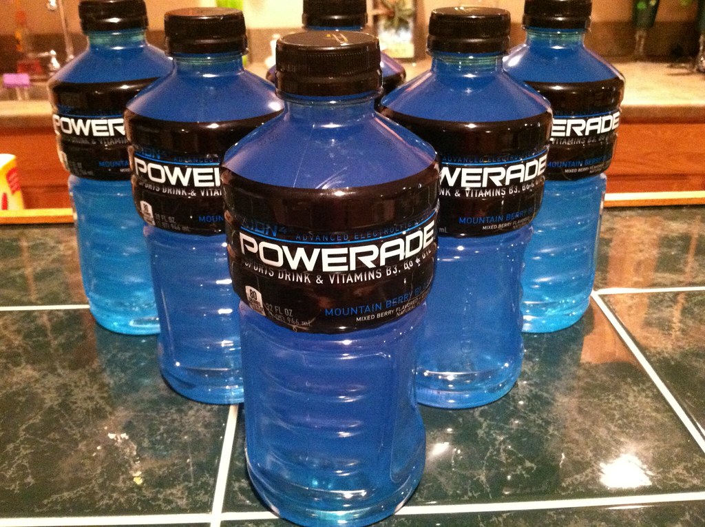 Blue Powerade Because it's the best drink known to man. Kenny