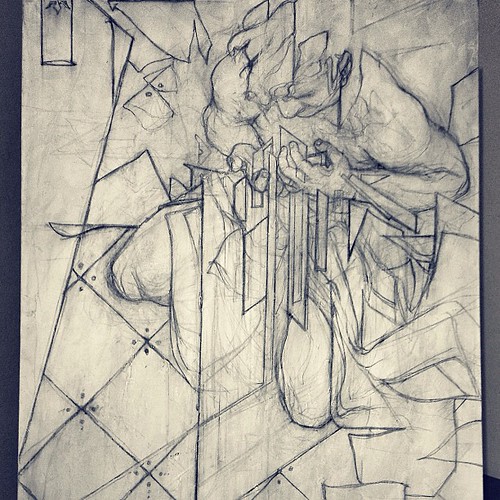 Preliminar drawing on canvas before painting, that I’ll ne… Flickr