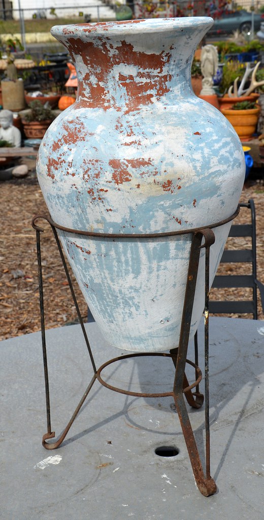 Very Large Antique Mexican Floor Vase in a Wrought Iron St… Flickr