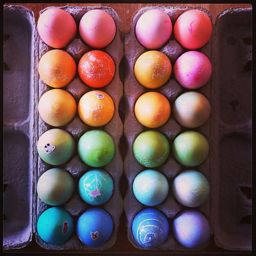 The collective noun is "a rainbow of eggs". zebrabelly Flickr