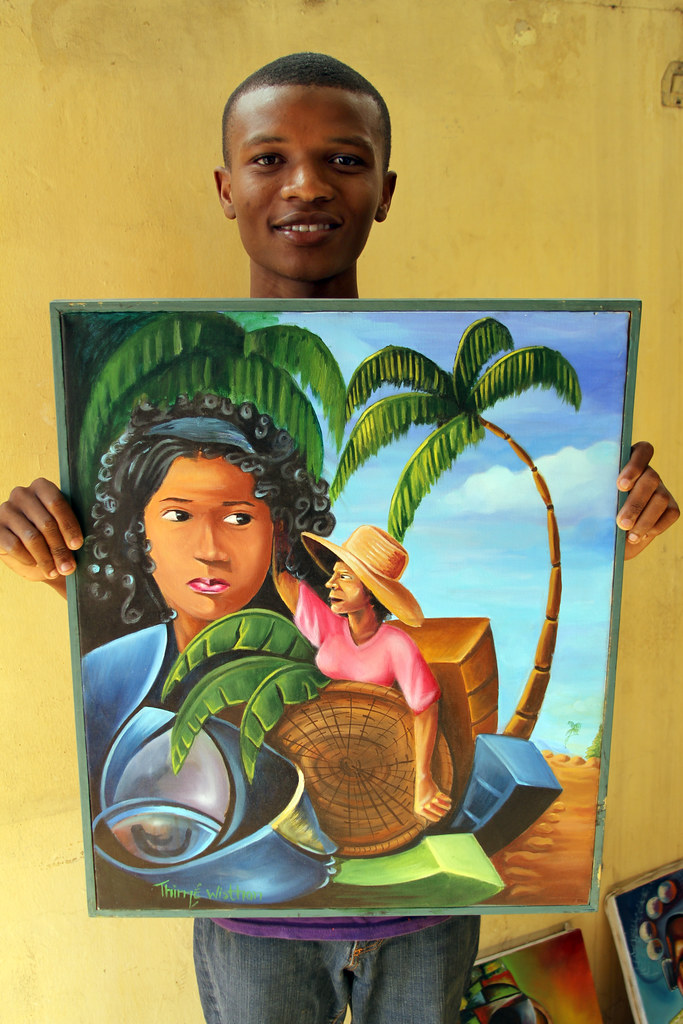Haiti A young artist with his painting, APROSIFA youth art… Flickr