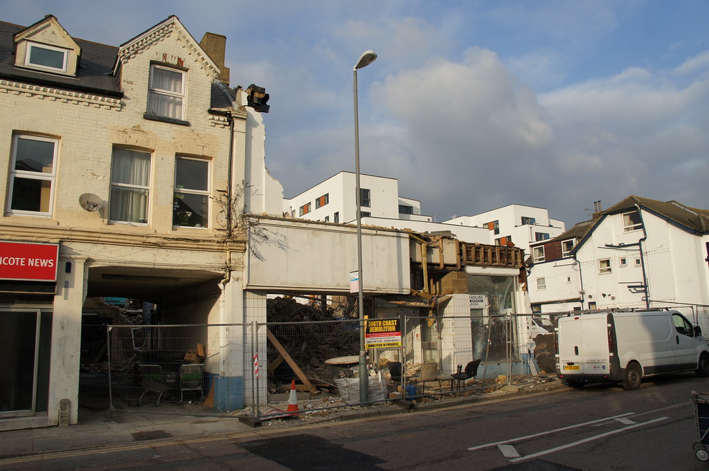 The destruction of 5, 7, and 9 Southcote Road, Bournemouth East, Dorset