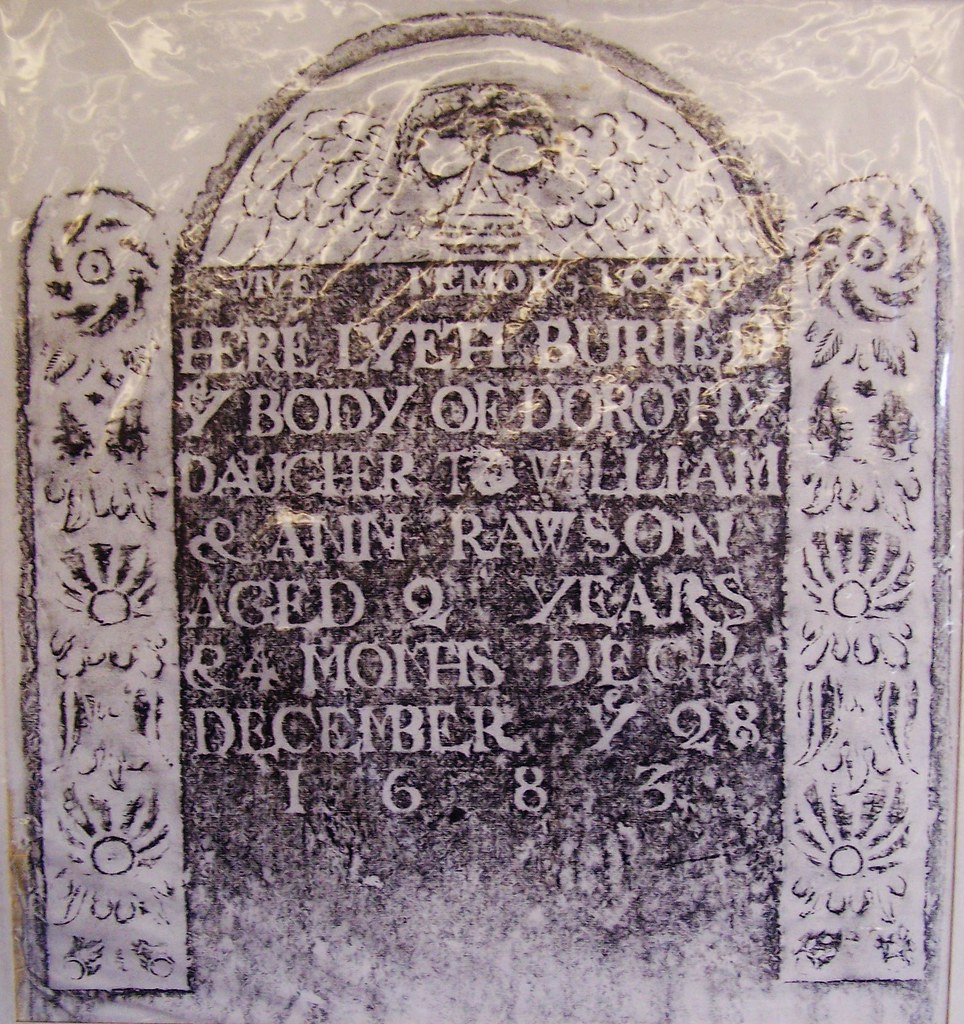 Gravestone Rubbing Dorothy Rawson, died 12/28/1683 Frank Tessier