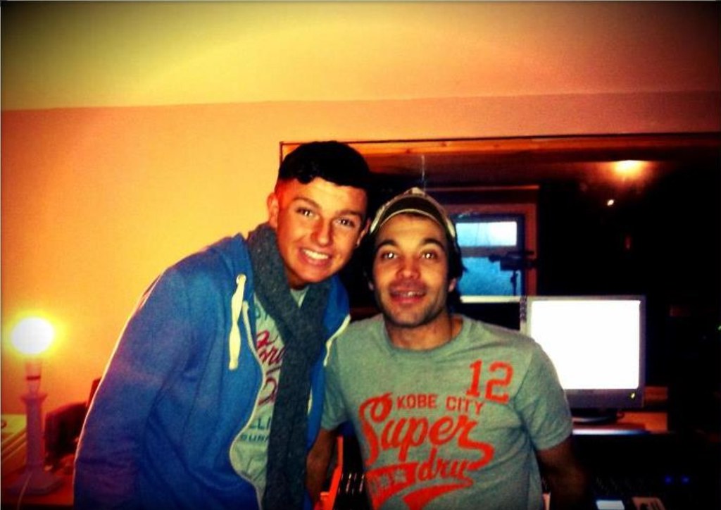 Bradley Johnson from X Factor on the left. Elusive Recording Studios