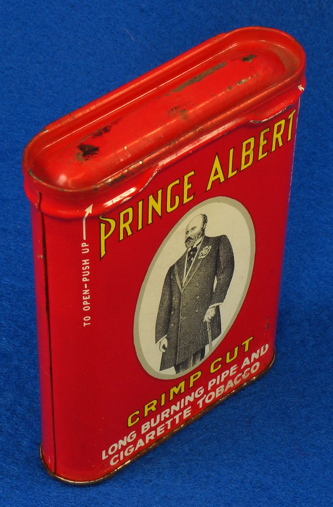SOLD Prince Albert Crimp Cut Tobacco Tin Can No Zip Code No Weight All Text on Back Bag The Web