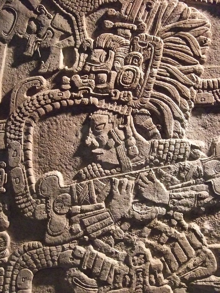 Mayan Stela with Queen Ix Mutal Ahaw Limestone 761 CE Mexico Guatemala
