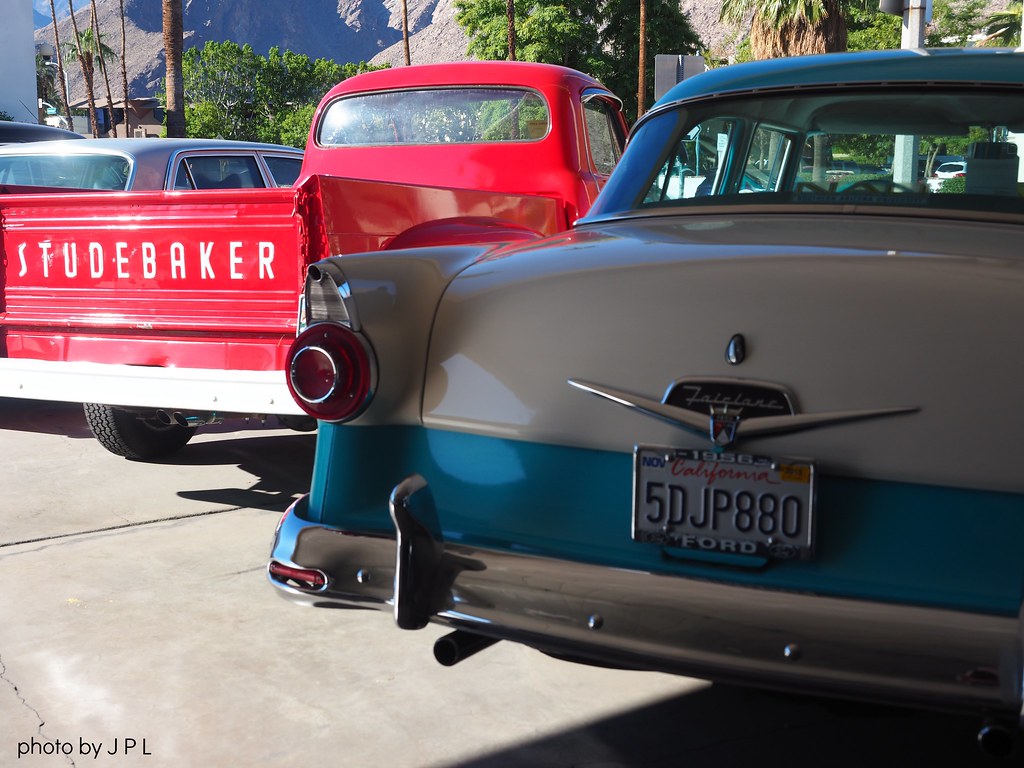 Palm Springs Car Lot A Ford Fairlane and Studebaker pickup… Flickr