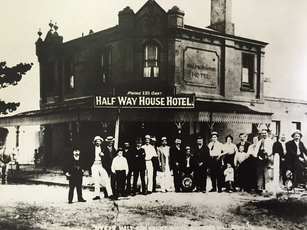 Photograph of the Dyer Family outside the Half Way Hotel, Notting Hill