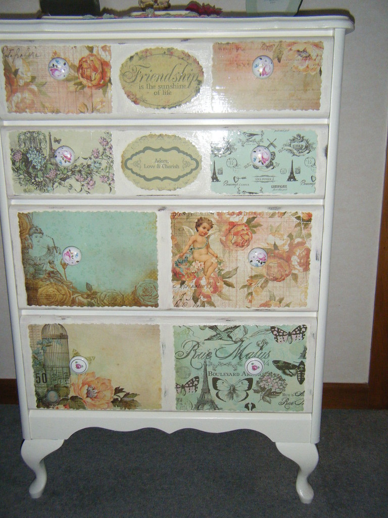 Decoupage Drawers Shabby Chic Style I painted and decorat… Flickr