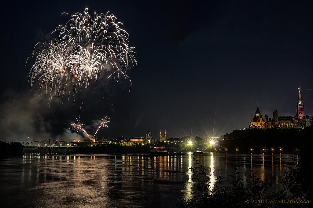Parliament Canada Day fireworks, from Victoria Island, Ott… Flickr