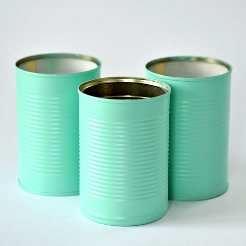 Spray painted empty food tins Blogged at Torie B… Flickr