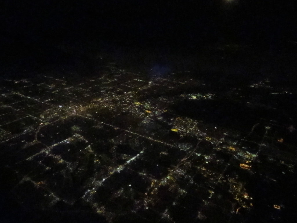 Denver, Colorado at Night from Flight from Chicago to Las