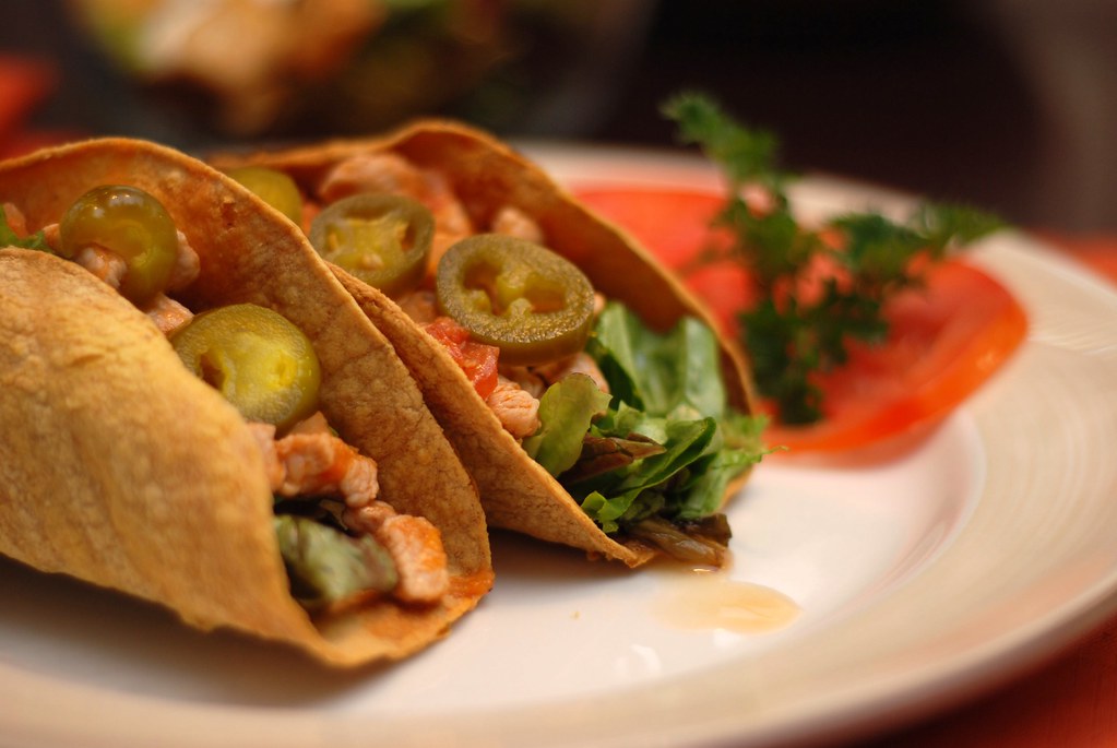 Pork Tacos Homemade pork tacos with mixed veggie fillings