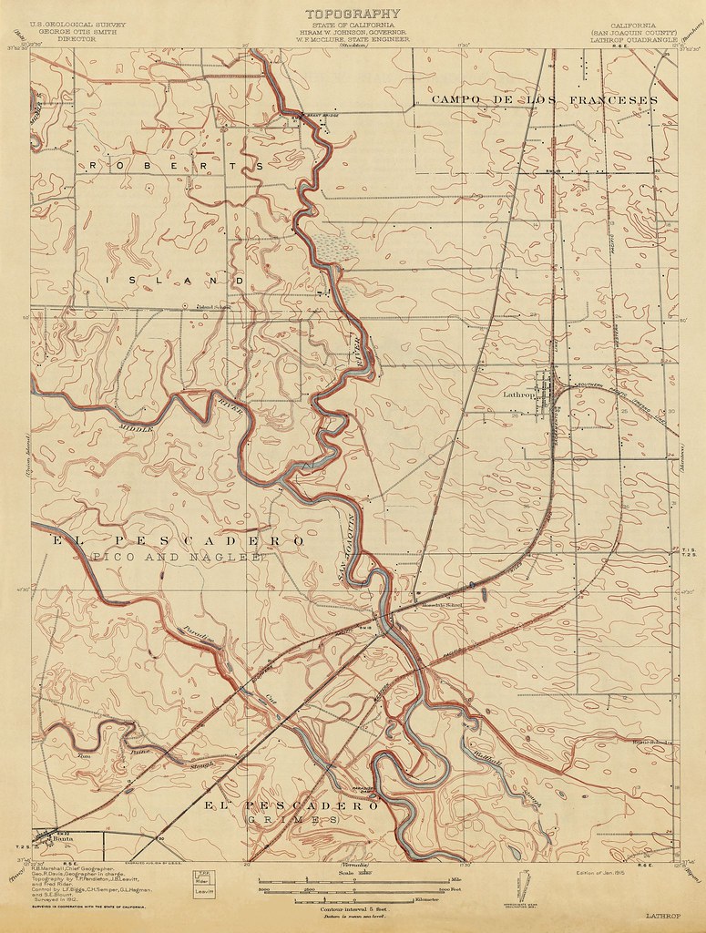 Lathrop, California Quadrangle Topographic Map, 1915 Flickr
