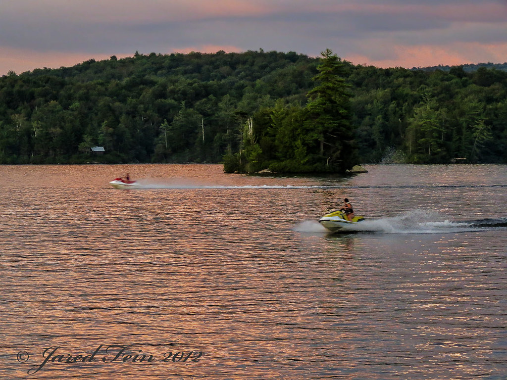Sunset on Pleasant Lake, New York My sister has a quaint c… Flickr